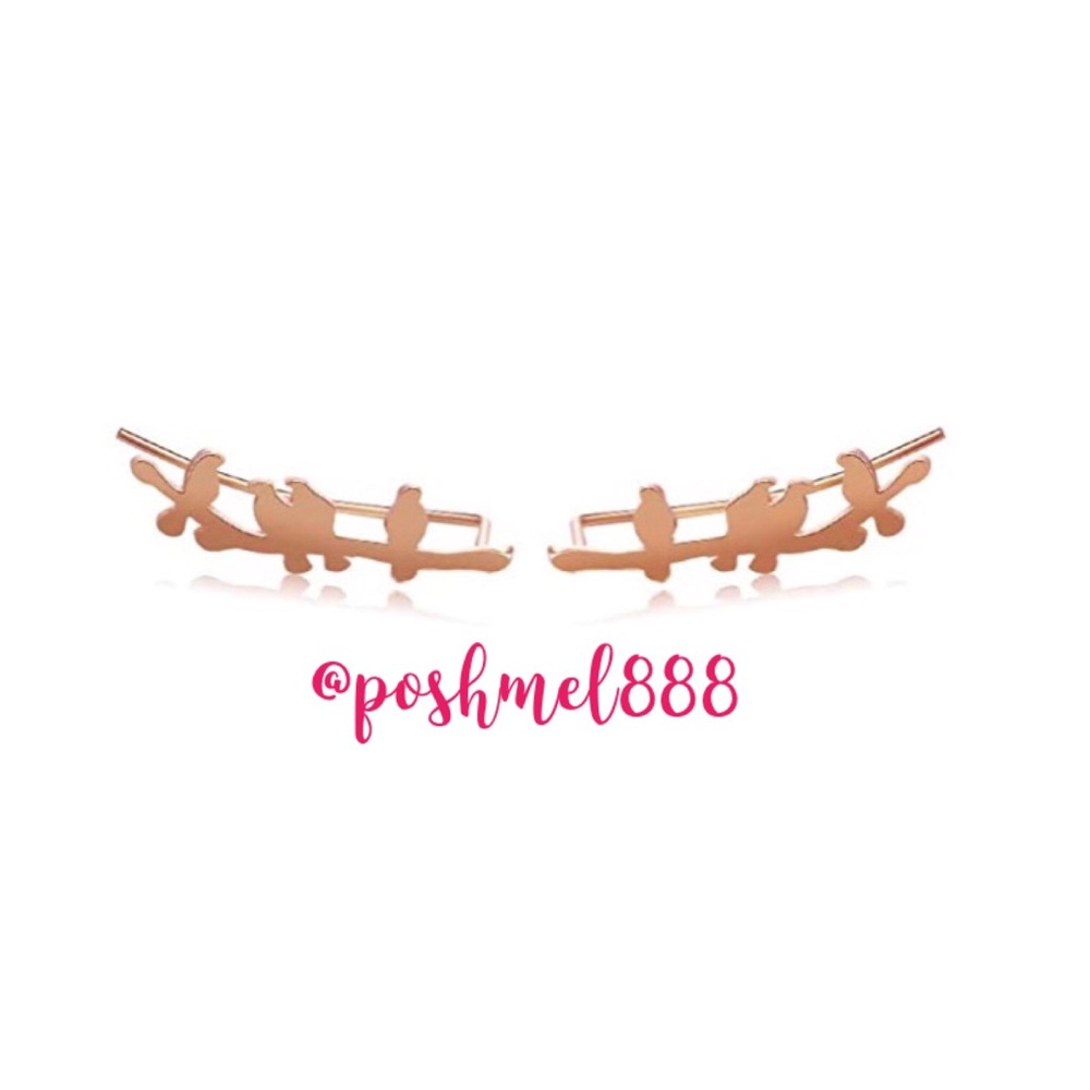 :: RoseGold⚜️🌹Delicate Bird on a Wire Ear Climbers